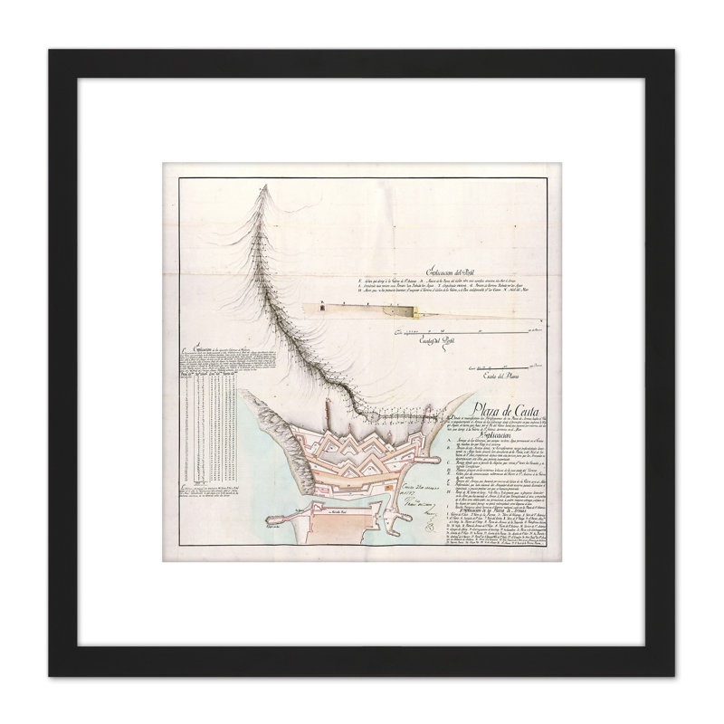 Map Antique Arcos 1797 Plan Royal Walls Ceuta Replica - Single Picture Frame Print
