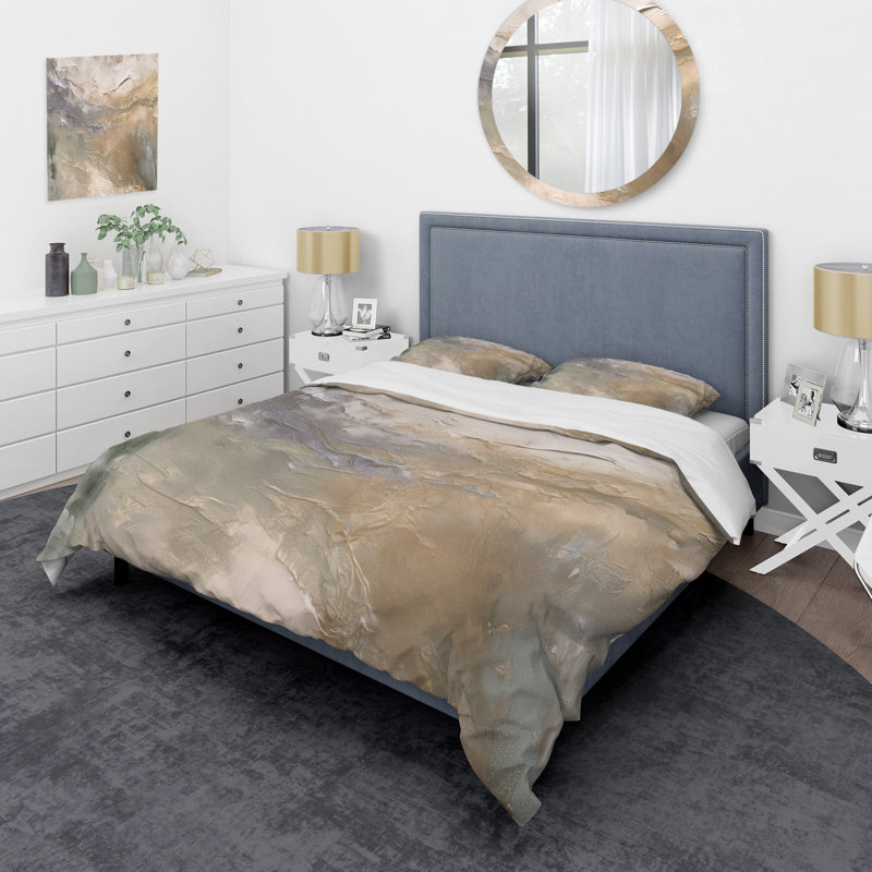 Ensemble de housse de couette abstrait Serene Sens sensibilité In Gentle Retro Tones II - Microfibre de polyester