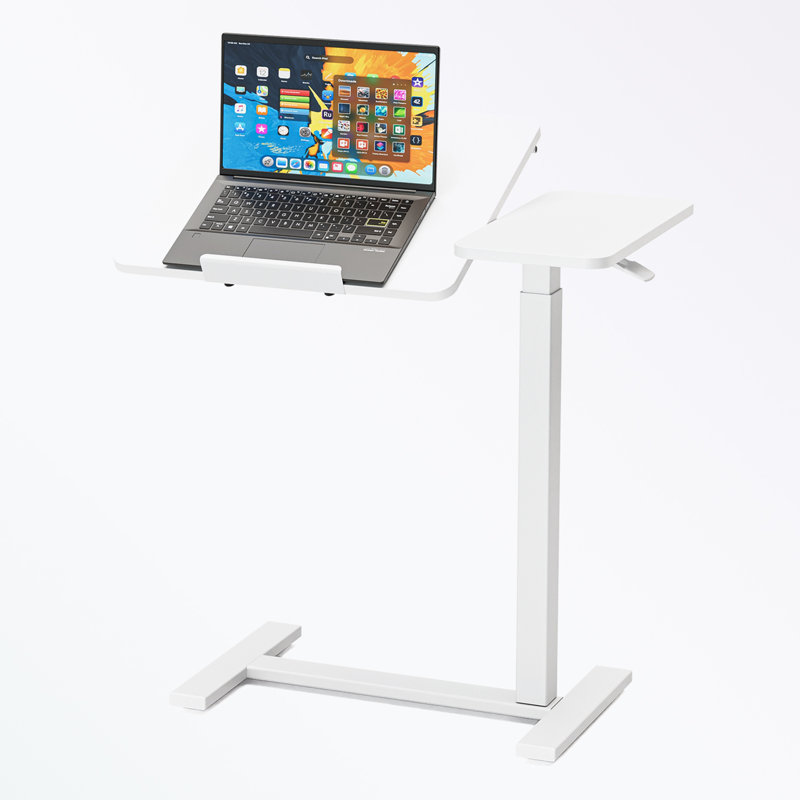 Table réglable avec roulettes, Blanc