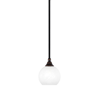 Stem Hung Mini Pendant Shown In Black Copper Finish With 5.75" Glass
