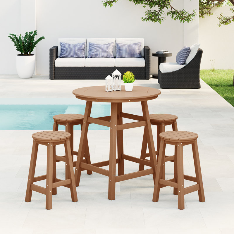 Laguna 5-Piece Round Counter Set, Brown