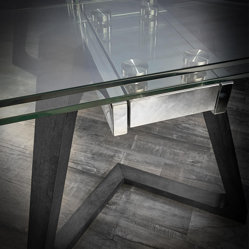 Extendable Glass Top Dining Table, Gray