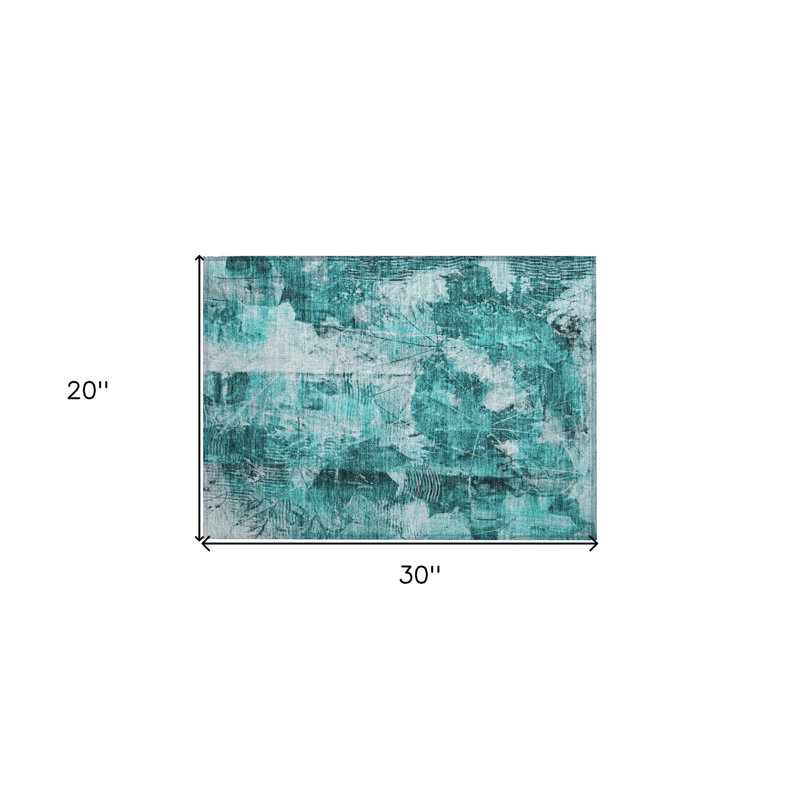 Tapis extérieur lavable antidérapant bleu sarcelle 2 pi x 3 pi