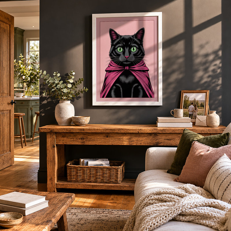 Formal Feline Modern - Print, A1 - 84.1 x 59.4 cm, White
