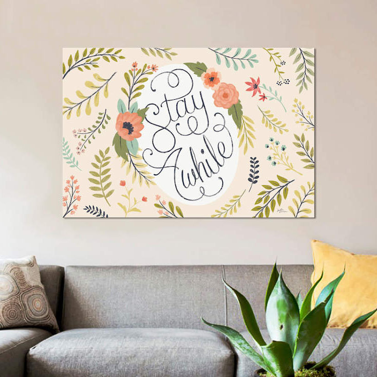 «Retro Garden I» par Janelle Penner, impression sur toile, H 40 po x l 60 po x P 1,5 po, Toile tendue, Pas de tapis
