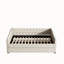Lit de jour double avec lit gigogne simple et canapé-lit capitonné, avec bouton sur le dos et clou en cuivre sur les bras ondulés - gris clair-1425488866-1425488871