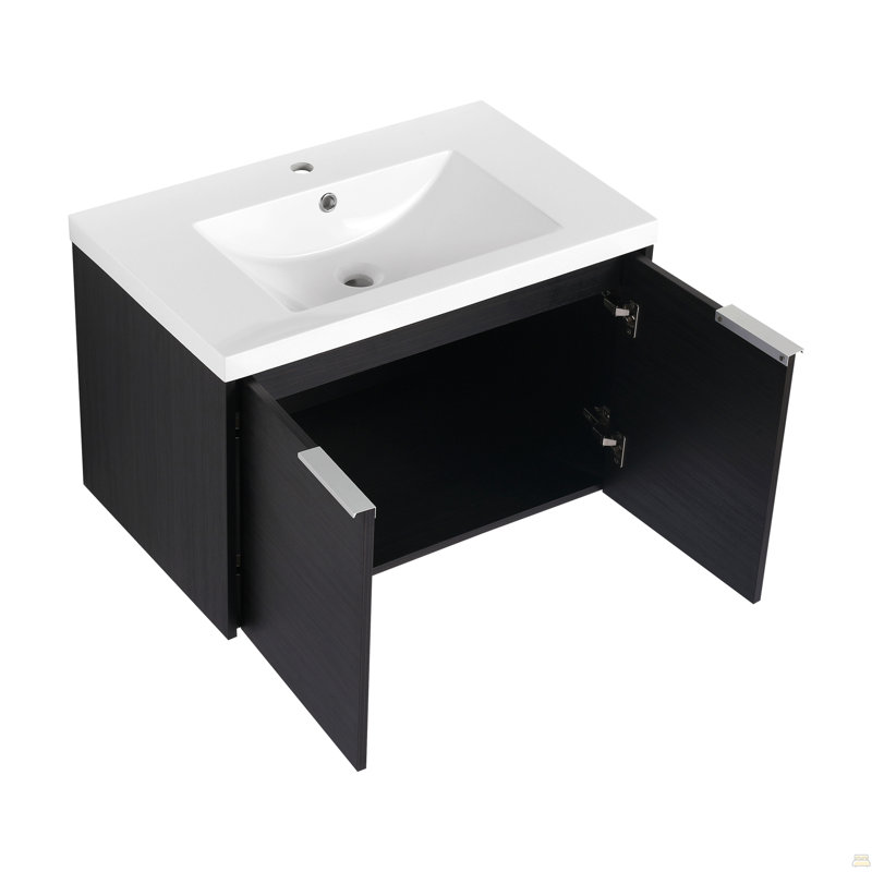 Meuble-lavabo à fermeture en douceur avec lavabo, 30 pouces pour petite salle de bain