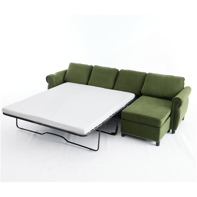 Canapé-lit modulaire 2 en 1 avec chargement et rangement sans fil, Vert
