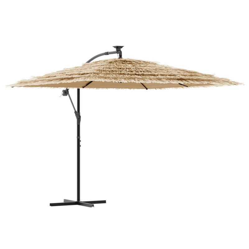 Bay Isle Home? Parasol de jardin avec poteau en acier, H 92,5 po x l 105,9 po x P 105,9 po, Brun