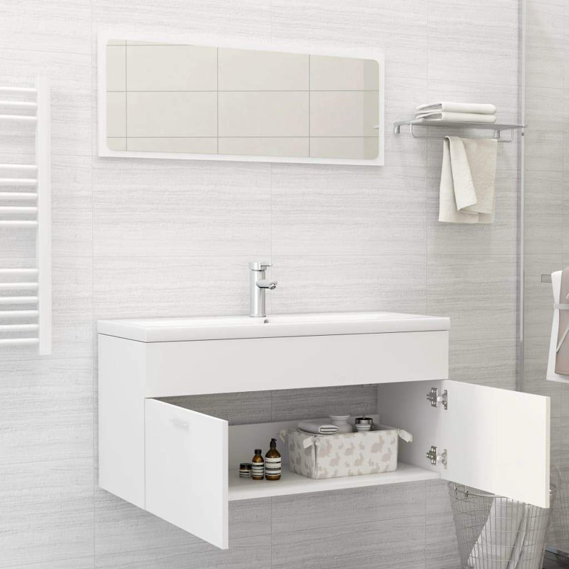 Commode d'appoint à miroir, Blanc