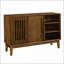 Buffet buffet, rangement cannelé de ferme de 47,3 po avec 2 portes et pieds en bois massif, noyer | Panneau de fibres à densité moyenne + acacia