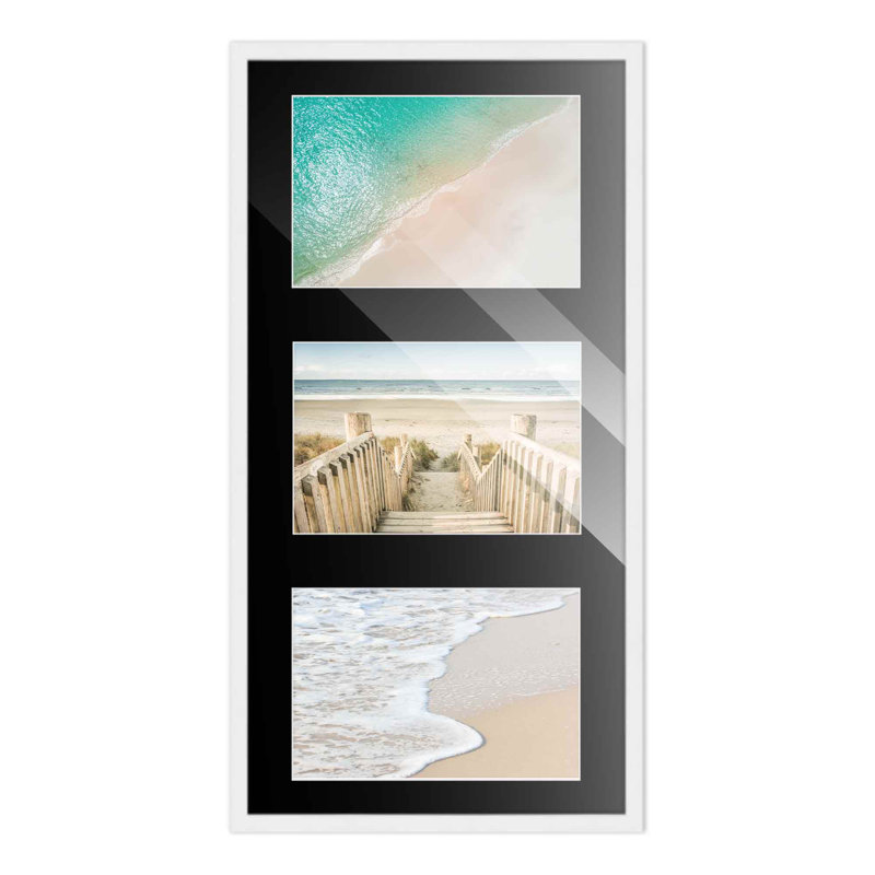 Cadre en bois Lymari, 4 po x 6 po, 7,5 po x 14,5 po, Blanc / noir