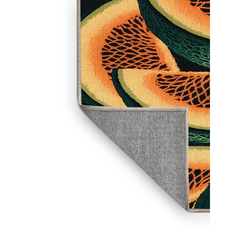 Washable Cantaloupe Fruits Area Rug, Round 3'