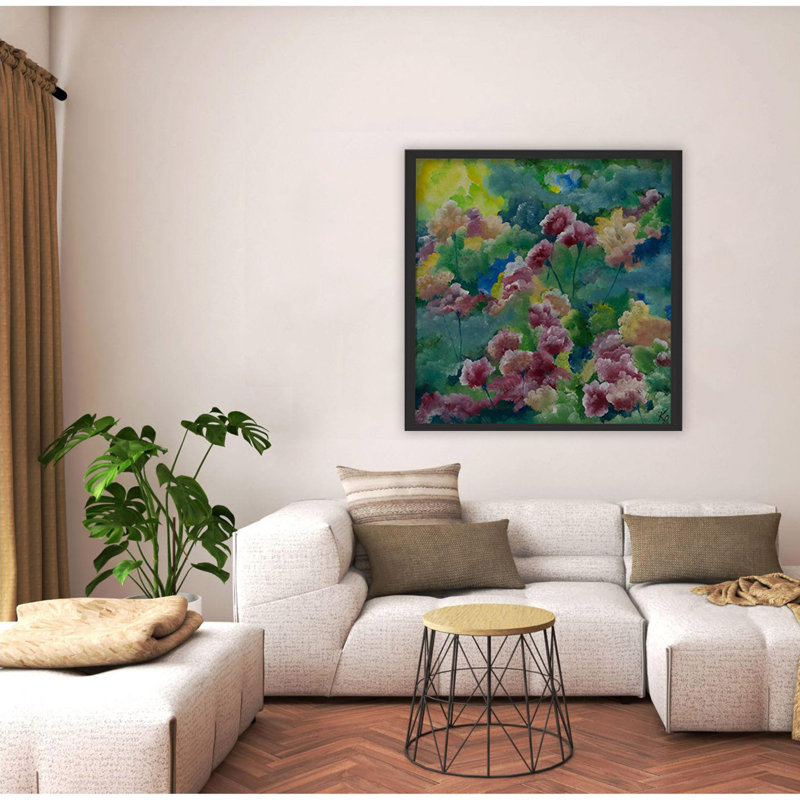 "Petals of Spring", art mural sur toile, H 12 po x l 12 po, Cadre flottant noir