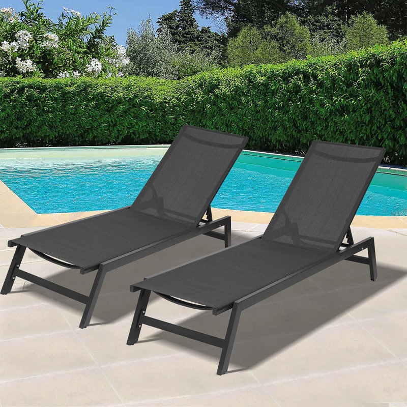 Chaise longue sans accoudoirs en métal Emris, Gris foncé