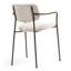 Ensemble de 2 chaises de salle à manger en tissu tissé délavé beige avec accoudoirs et pieds en fer Bernard