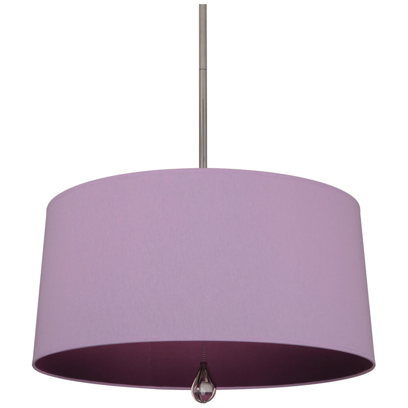 Custis 3 - Light Drum Chandelier, Ludwell Lilac Fabric, Polished Nickel