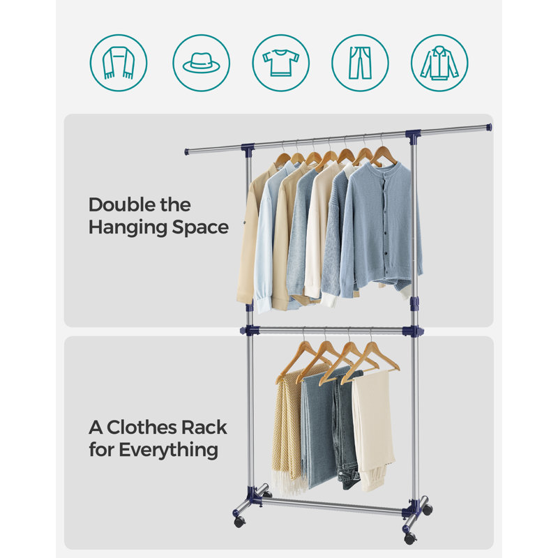 Adjustable Rolling Clothing Rack