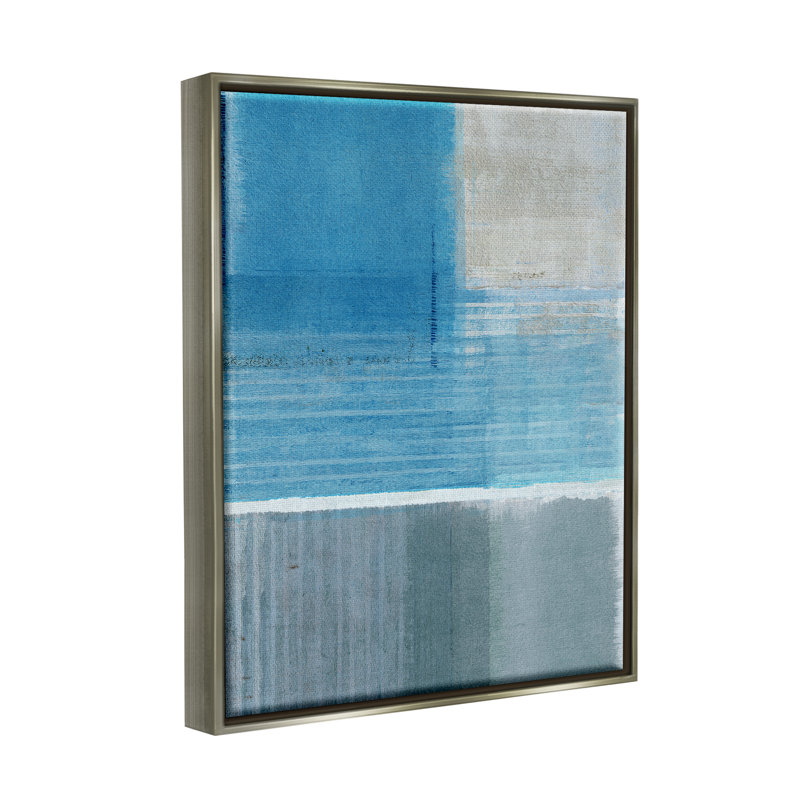 «Gray & Blue», reproduction sur toile flottante, H 21 po x l 17 po x P 1,7 po, Cadre flottant gris lustré
