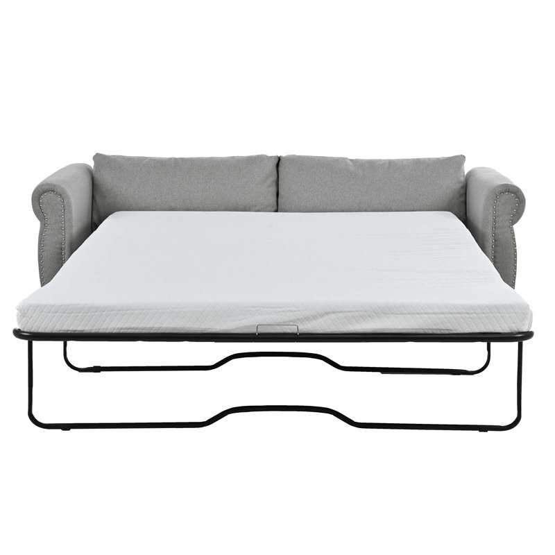 Canapé-lit polyvalent 2-en-1 avec grand matelas pour les espaces domestiques, Gris