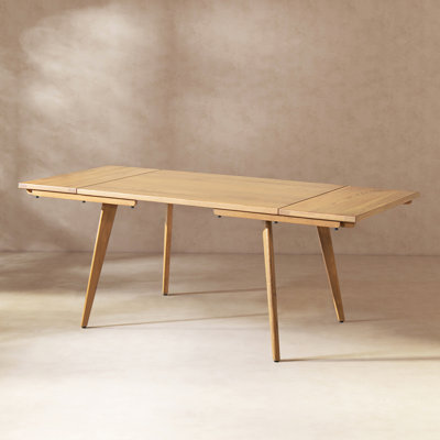 Hawley 47-78.5" Solid Red Oak Wood 4-6 Seat Extendable Leaf Dining Table