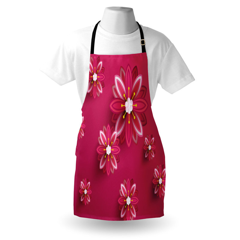 Tablier East Urban Home, unisexe, fleurs printanières, taille adulte, rose