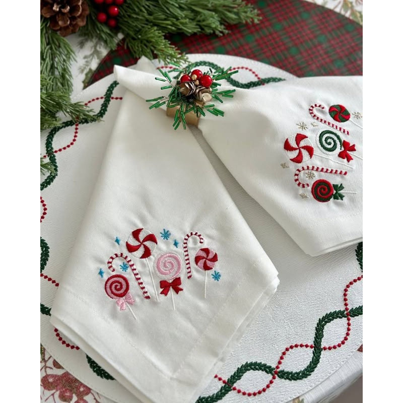 Candyland Cotton Blend Square Napkins, Pink/Turquoise