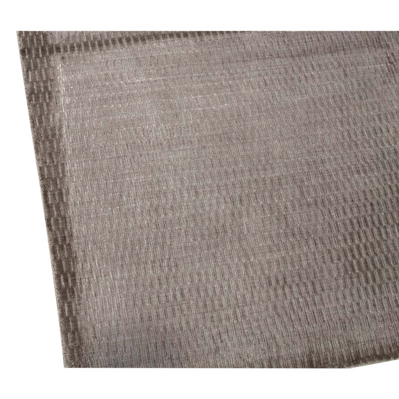 Tapis brun en viscose noué à la main de conception unique 8 pi 8 po x 12 pi 1 po