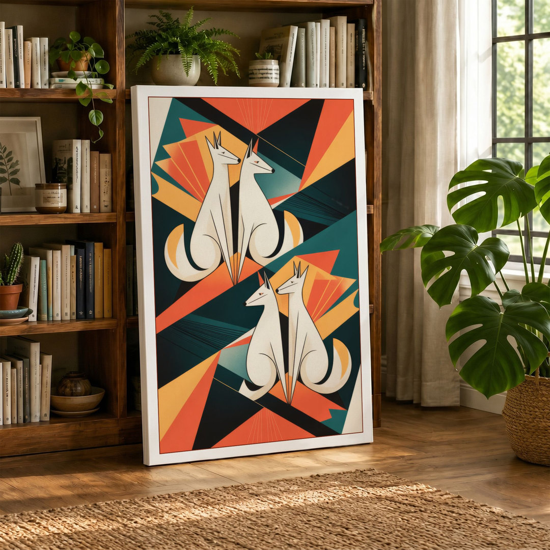 Symmetrical Butterflies Art Deco - Wrapped Canvas