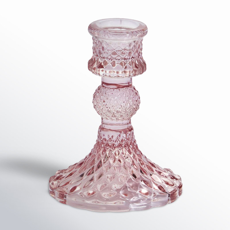 Eliana Samira Glass Tabletop Candlestick, Pink