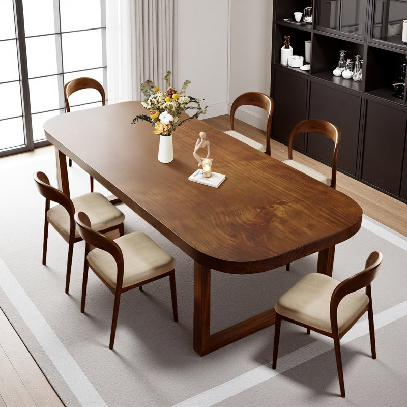 Ensemble de table et chaises rectangulaires en bois massif, chaises de salle à manger rembourrées