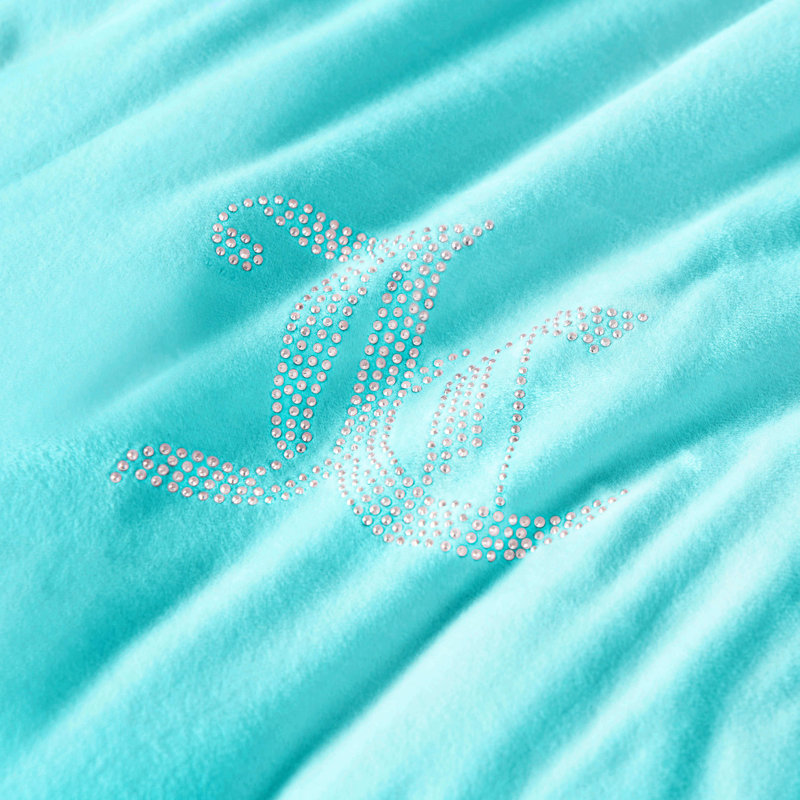 Juicy Couture Solid Velour Comforter Sets, Queen Comforter + 2 Standard Shams, Blue Crush