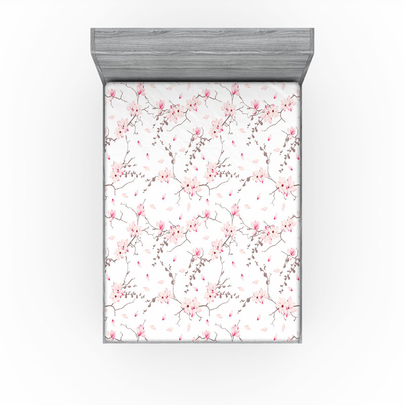 Drap-housse Ambesonne, paquet de 2, Drap-housse grand, Rose pâle / mauve / floral taupe