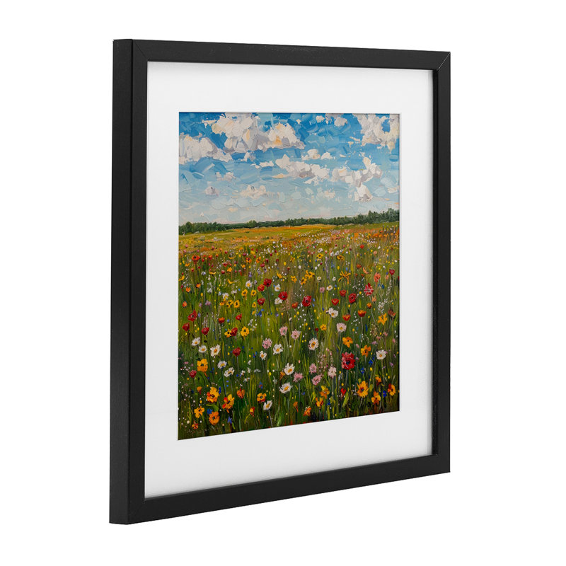 Fleurs sauvages dans un champ, reproduction sous verre, design par LSR Creative Studio, H 13 po x l 13 po, Cadre noir minuit