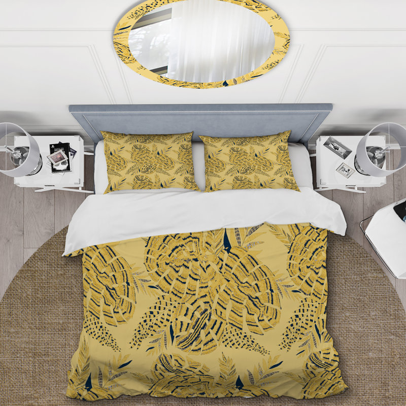 Ensemble de housse de couette en microfibre doré / noir / gris 3 pièces