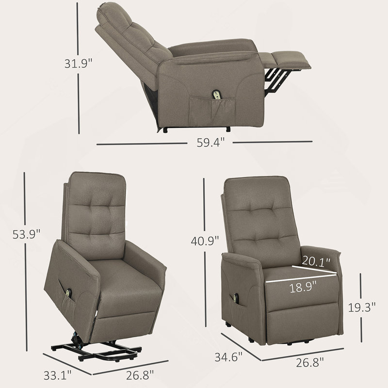 Fauteuil électrique pour personnes âgées, avec télécommande, poches latérales, assemblage rapide