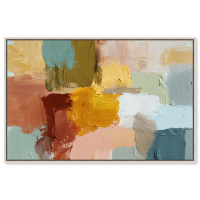 Sunset Masonry I Canvas Print Abstract Wall Art by Art Remedy, Silver Frame, 15 x 10