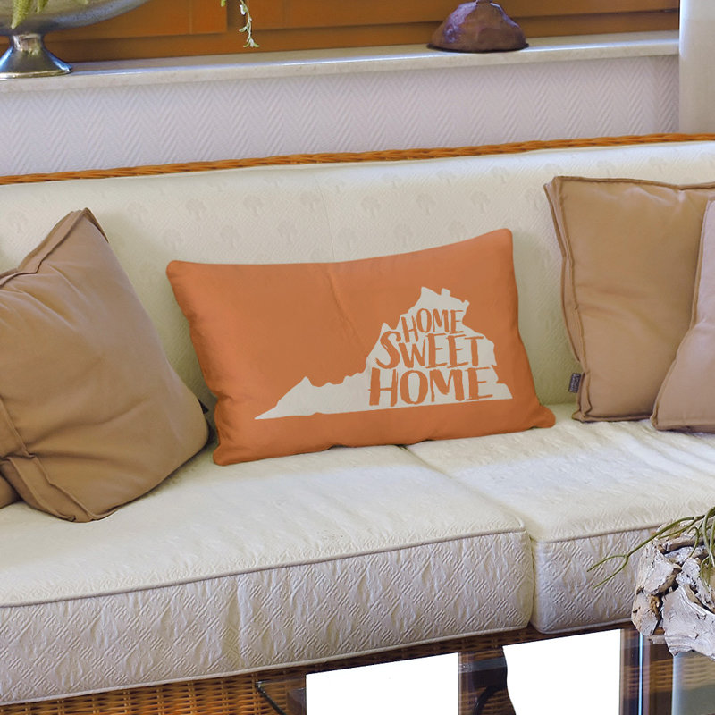 Housse de coussin Home Sweet Massachusetts, Oklahoma, Orange, Simili suède