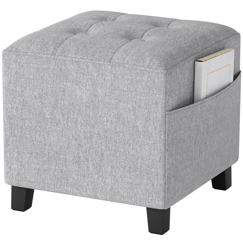 35cm Wide Tufted Solid Colour Footstool Ottoman