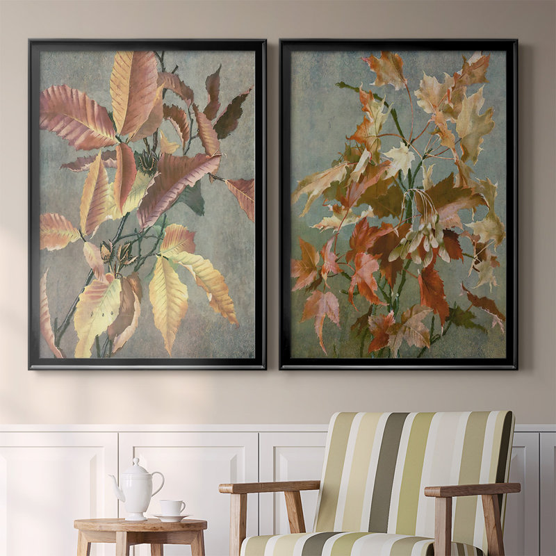 Ancien automne I - ensemble de 2 reproductions d'art sur toile encadrées, H 42,5 po x l 61 po x P 1,25 po, Noir
