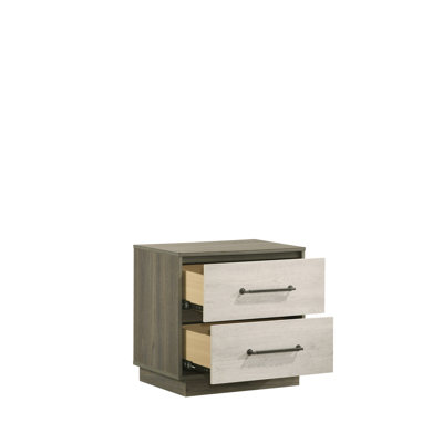 Table de chevet beige et brune avec 2 tiroirs spacieux