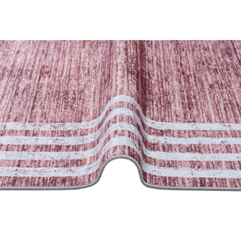 Tapis lavable à motif rayé en polyester Fredonia Mink Brown, Rectangle 5 pi 3 po x 7 pi 7 po