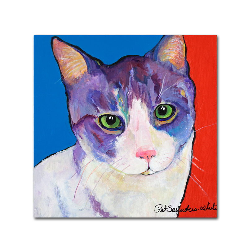 Vibrant Purple and White Cat Canvas Art