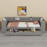 Daybed With Shelves, Drawers And Built-In Charging Station
