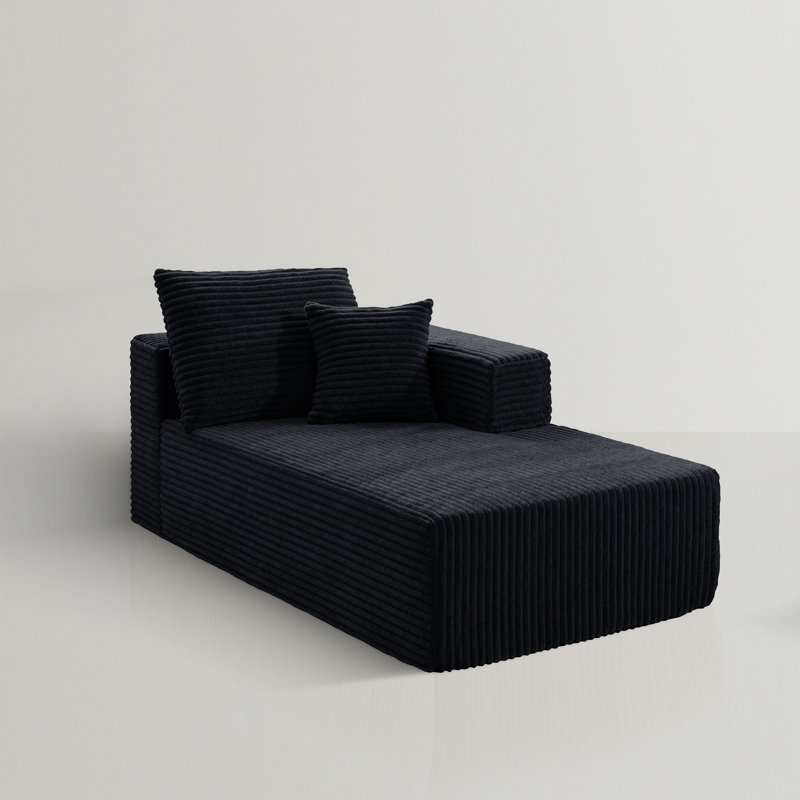 Chaise longue 68 po en flanelle rembourrée modulaire à un bras avec 2 coussins, méridienne «Boneless» de style nuage dans une boîte pour le salon
