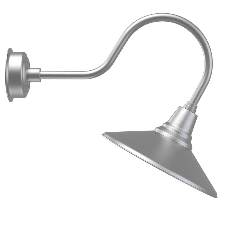 Luminaire de grange d’extérieur à del Albali, H 8 po x l 16 po x P 12 po, Argent galvanisé