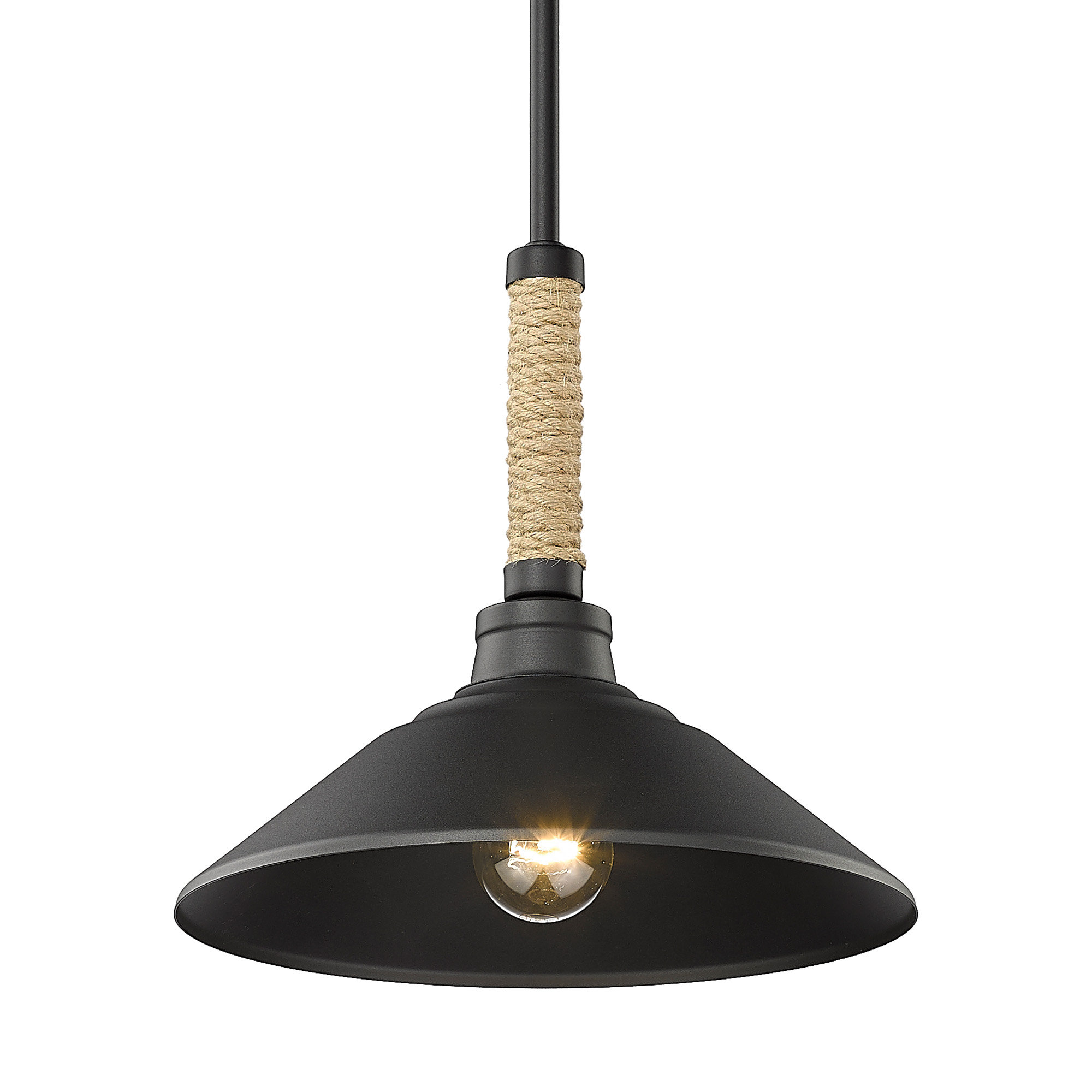 Breakwater Bay Chiyoda 1 - Light Natural Black Cone Pendant | Wayfair