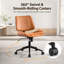 Chaise de bureau moderne capitonnée à hauteur réglable, style milieu du siècle, sans accoudoirs, en similicuir, structure en bois courbé, marron-1285770510