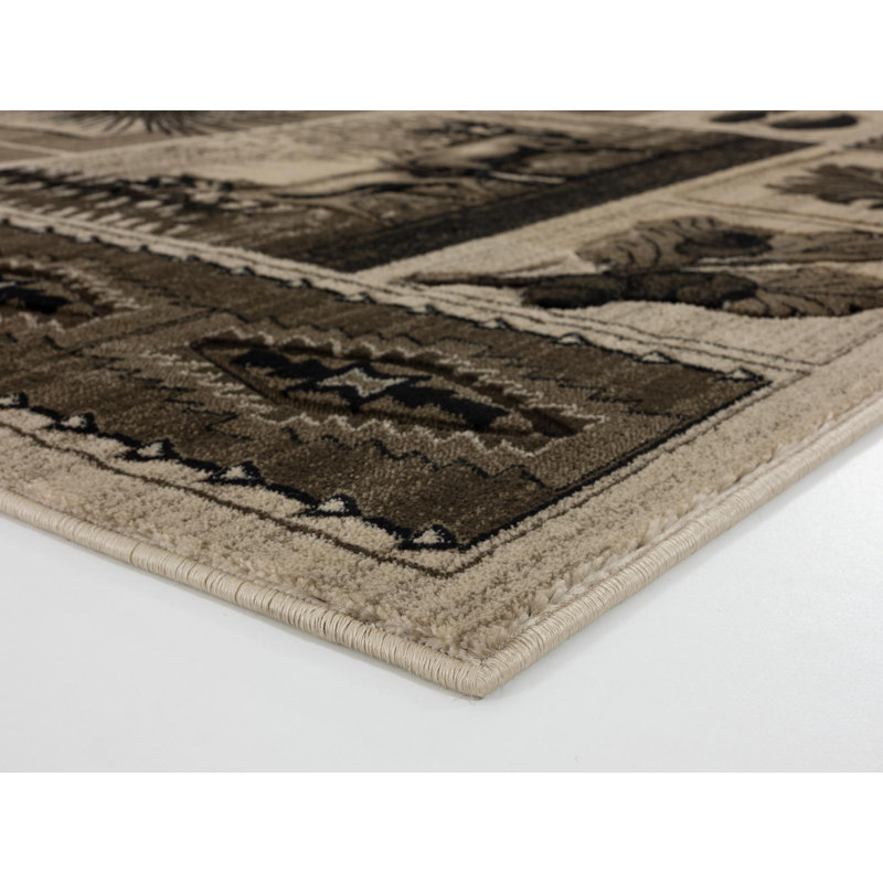 Tapis beige à imprimé animal Keele, Rond 5 pi 2 po