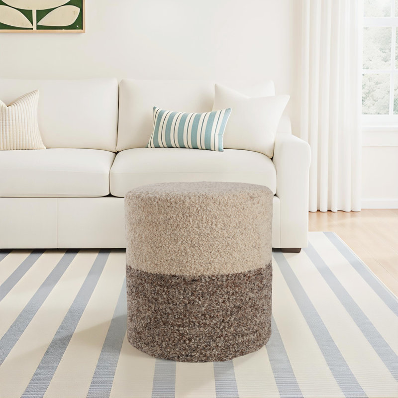 Jaipur Living Micco Ombre Cream/ Brown Cylinder Pouf, Brown